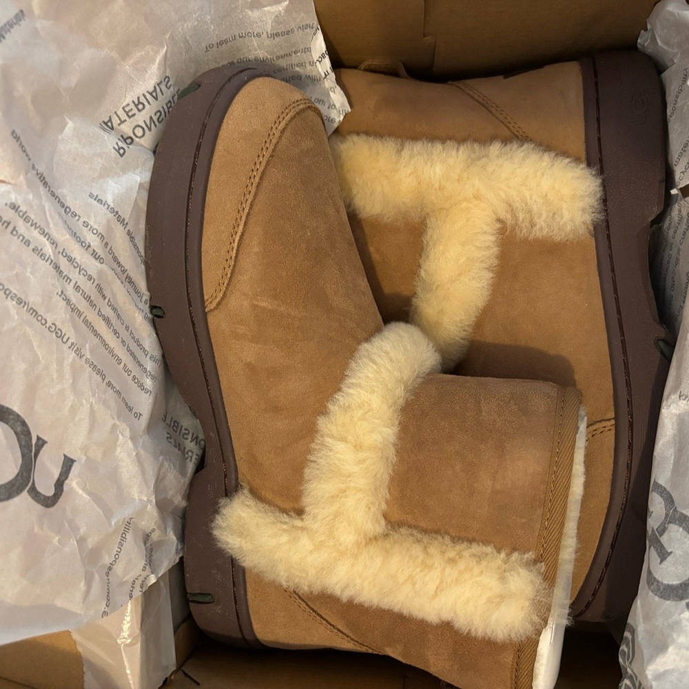 UGG Tan Winter Boots with Cream Fur